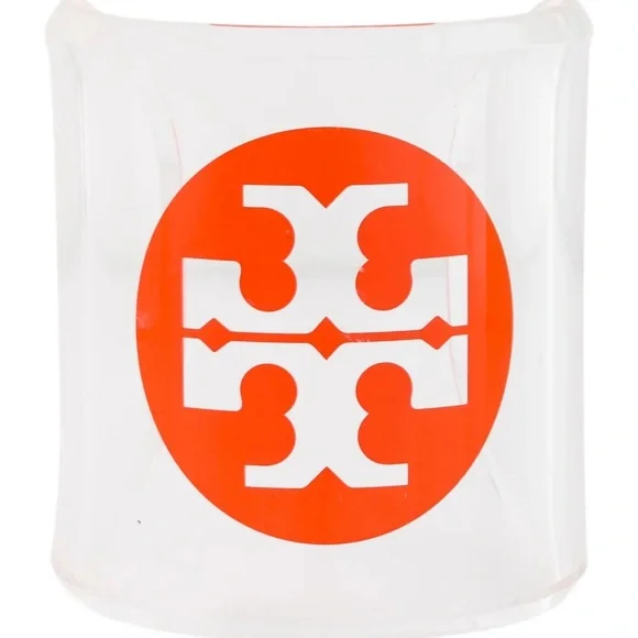 Tory Burch LUCITE CUFF BRACELET ORANGE LOGO - Picture 2 of 7